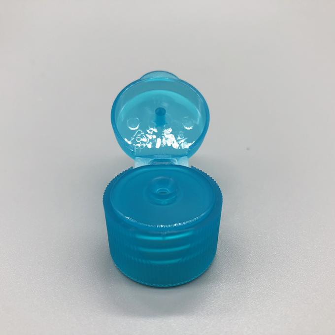 20 / 410 Flip Top Bottle Lids Clear Blue Color Ribbed Free Samples Available