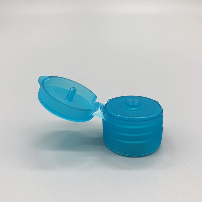 20 / 410 Flip Top Bottle Lids Clear Blue Color Ribbed Free Samples Available