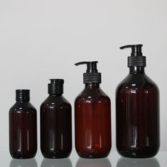 China Amber Color Round 150/200/300/500ml Plastic Bottle Containers For Cosmetic factory