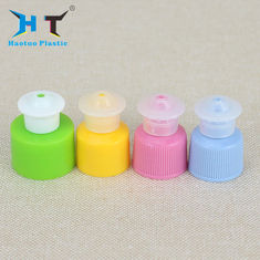 China Non Spill Plastic Push Pull Caps , Pink Green Yellow Plastic Screw Cap Covers factory