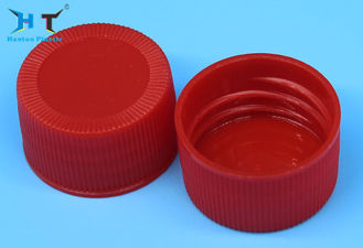 China Ordinary Red Plastic Screw Caps , 28mm Screw Cap Non Spill Ribbed Surface factory