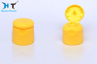 20mm Flip Top Plastic Caps , Shampoo Shower Gel Bottle Flip Cap Yellow Color