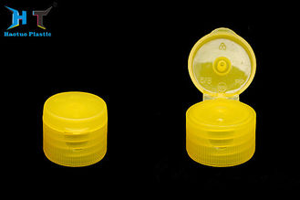 China Yellow Color Flip Top Plastic Caps , Non Spill 20mm Flip Top Caps factory