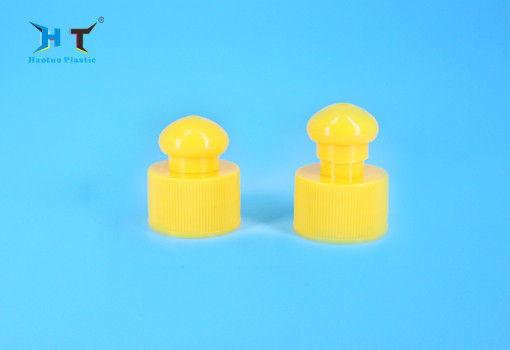 Yellow Sports Water Bottle Plastic Push Pull Caps , 28mm Push Pull Cap