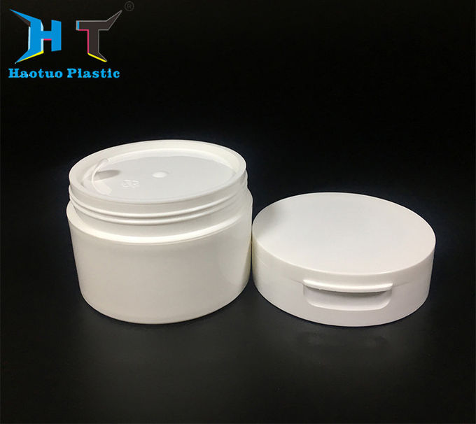 White Round PP Plastic Jars 120 Gram Moisture Proof With Flip Top Cap