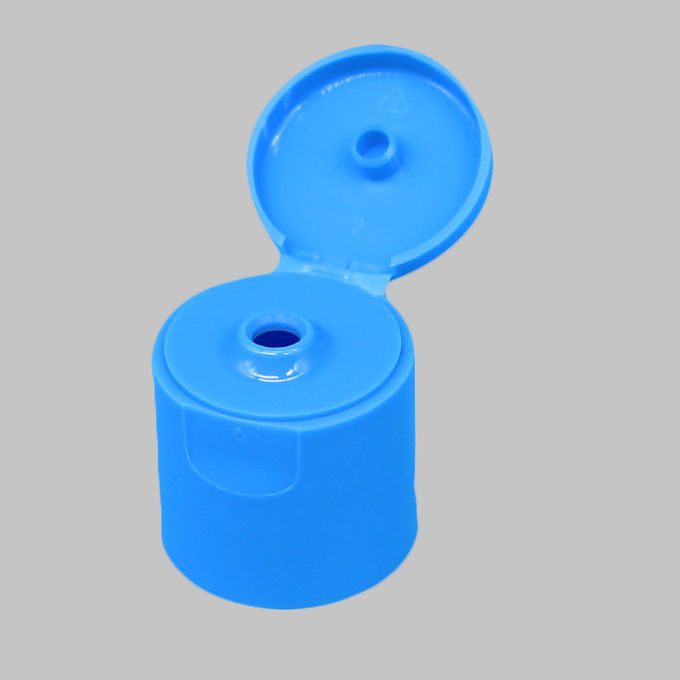 24 / 415 Flip Top Plastic Caps Blue Color Smooth Surface Apply To Cream Bottle